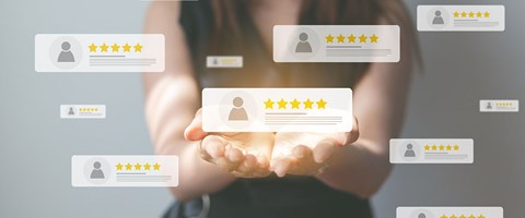 fem stjerners tilbakemeldinger digitalt.